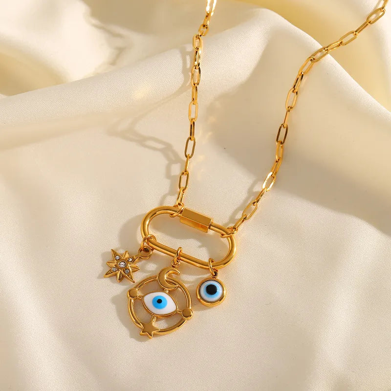 Astro Evil Eye Lock Pendant Chain
