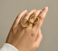 Twin Halo Gold Statement Ring