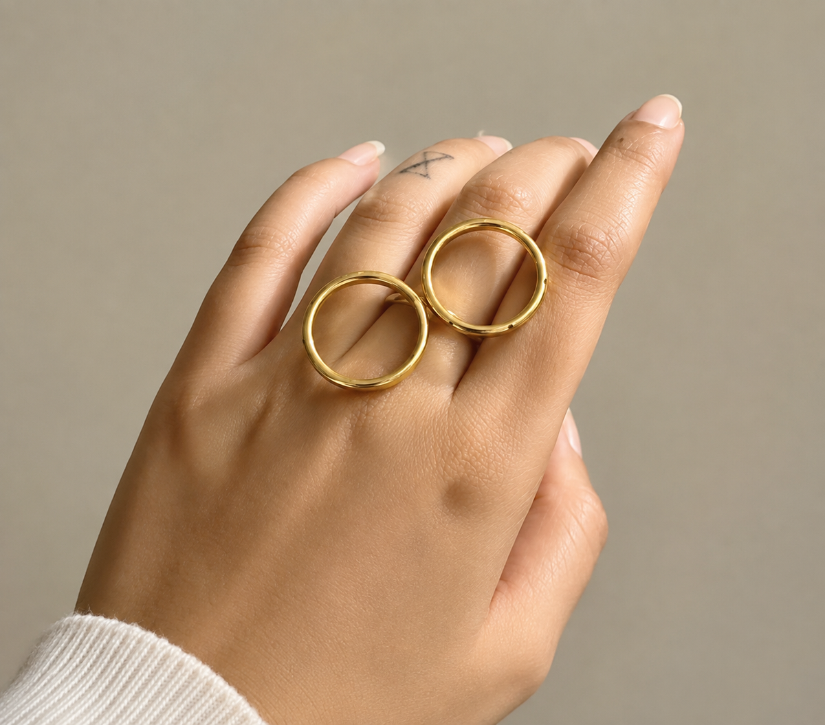 Twin Halo Gold Statement Ring
