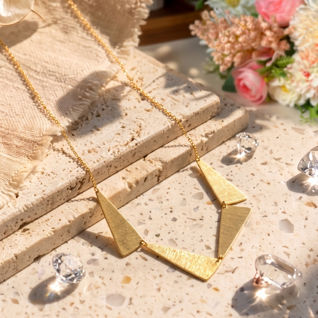 GeoForm Statement Necklace | Matte Gold Finish