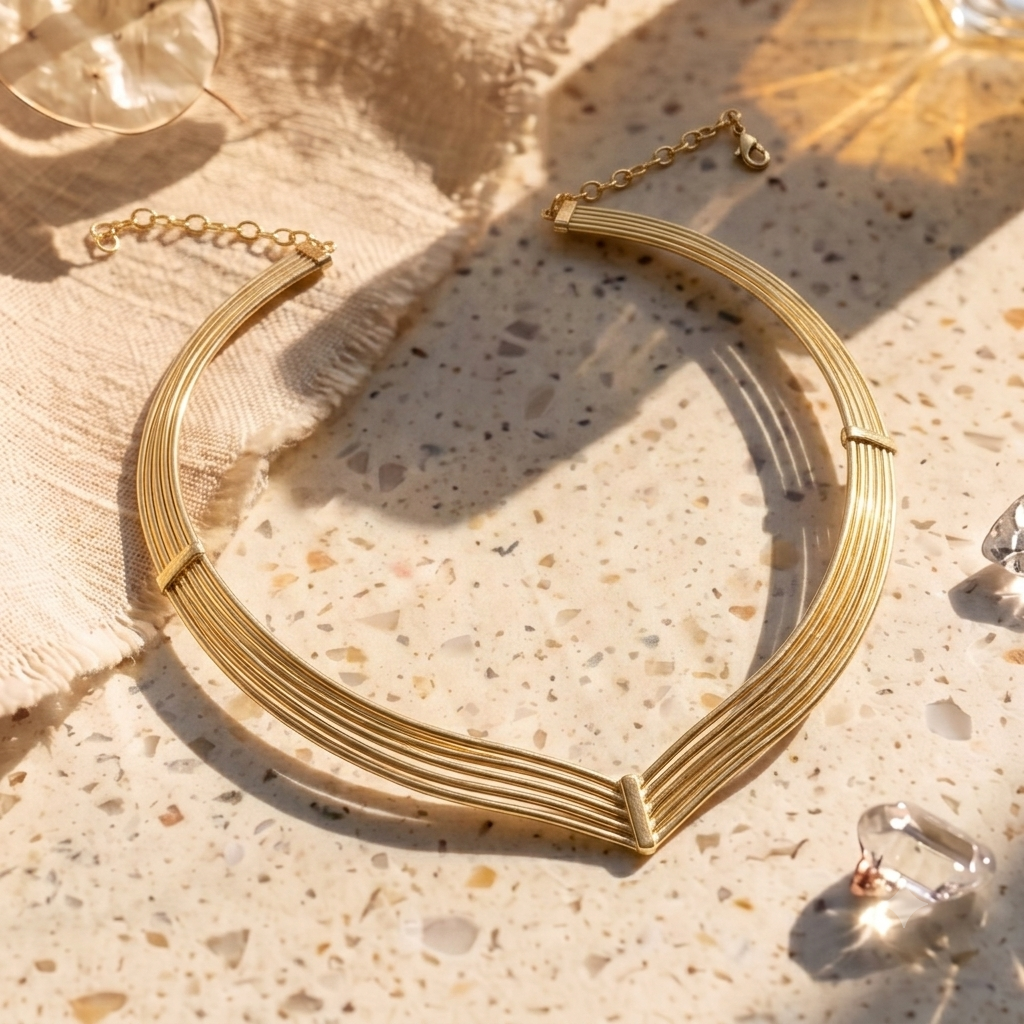 Auric V Collar Statement Necklace | Gold Finish