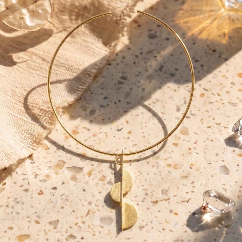Eclipse Disc Collar Necklace | Gold Finish