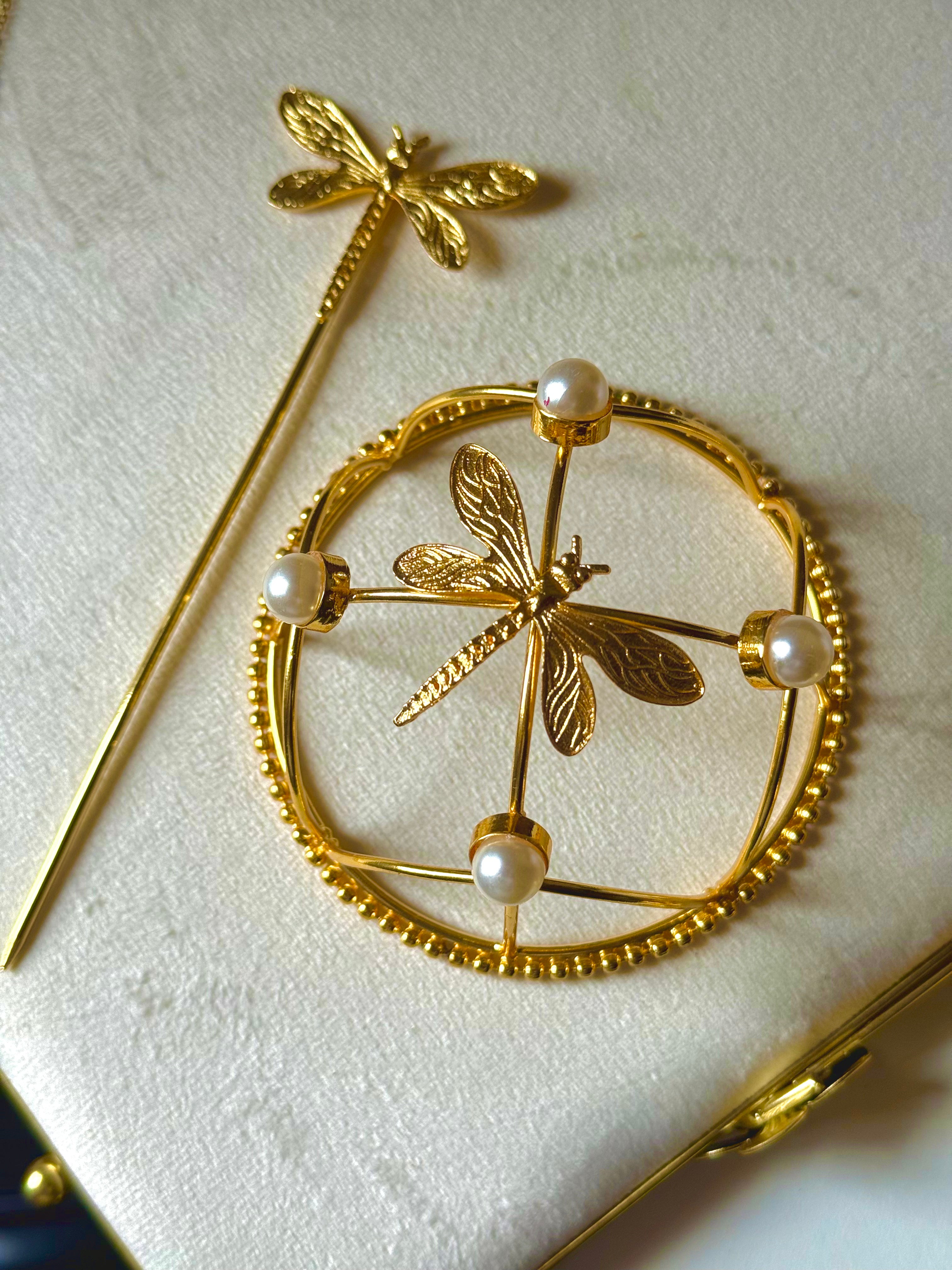 Pearl Dragonfly Hair Bun Pin