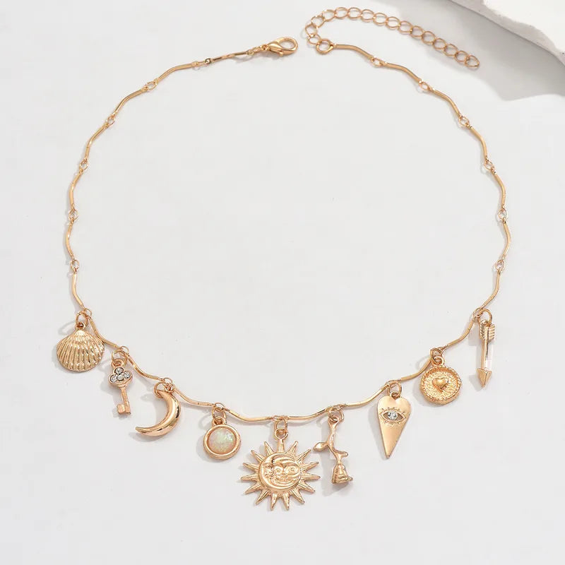 Bohemian Multi-Pendant Charm Strand Necklace