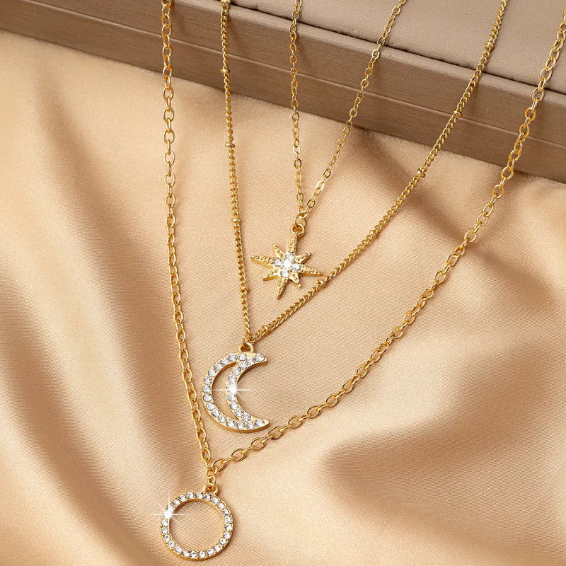 Midnight Galaxy Layered Pendant Necklace Set