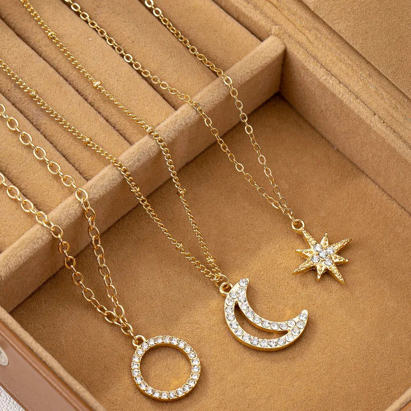 Midnight Galaxy Layered Pendant Necklace Set
