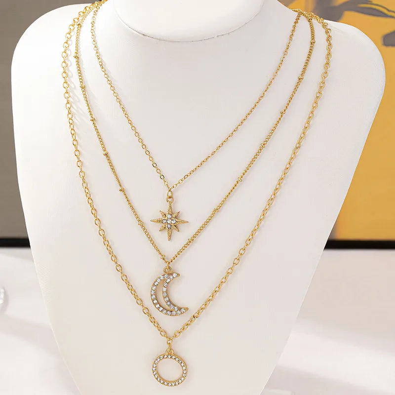 Midnight Galaxy Layered Pendant Necklace Set