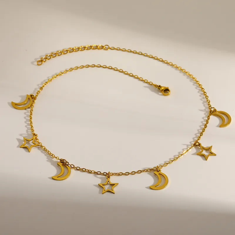 Aesthetic Moon & Star Dangle Necklace