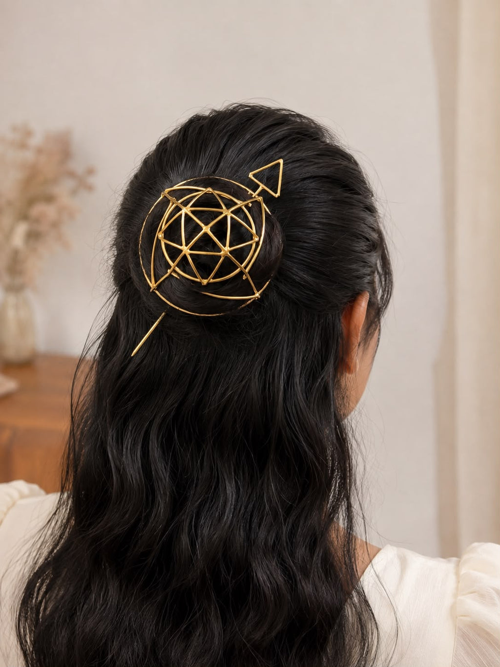 Geometric Gold Hair Bun Pin