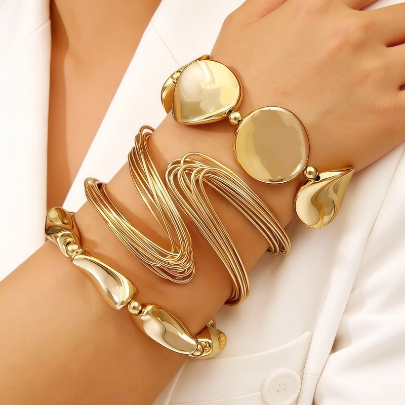 Sculpted Wave Multi-Layer Cuff Bracelet