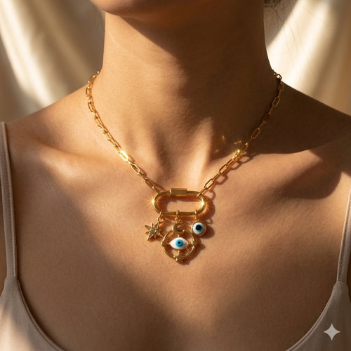 Astro Evil Eye Lock Pendant Chain