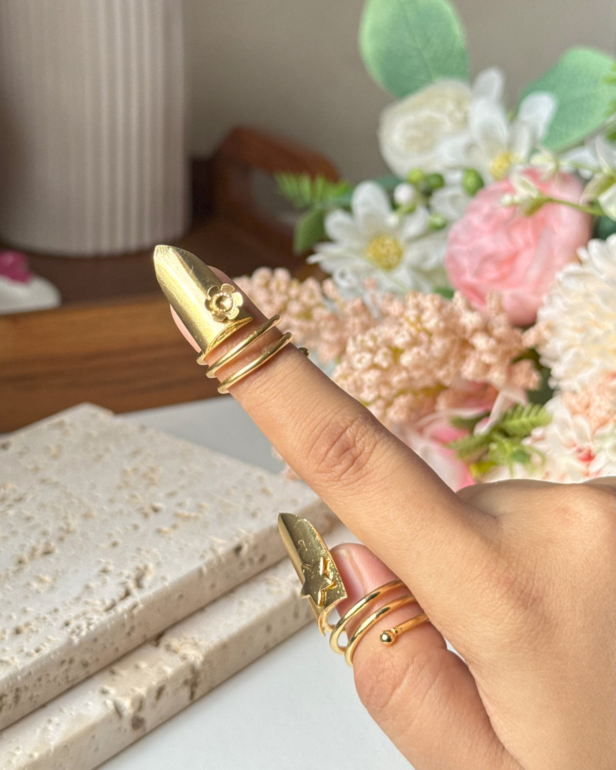 The Midnight Petal Fingertip Ring