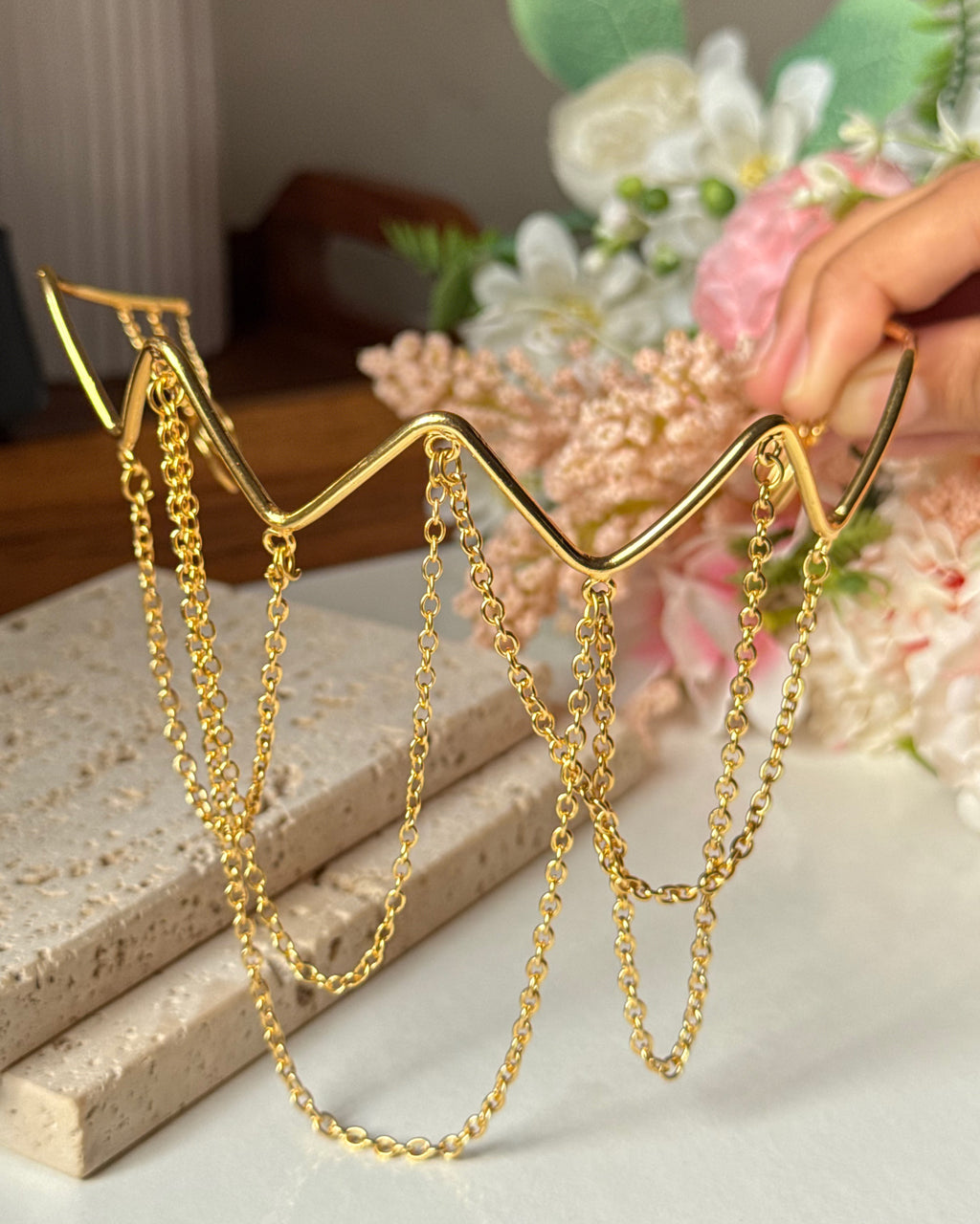 Golden Chain Draped Tiara