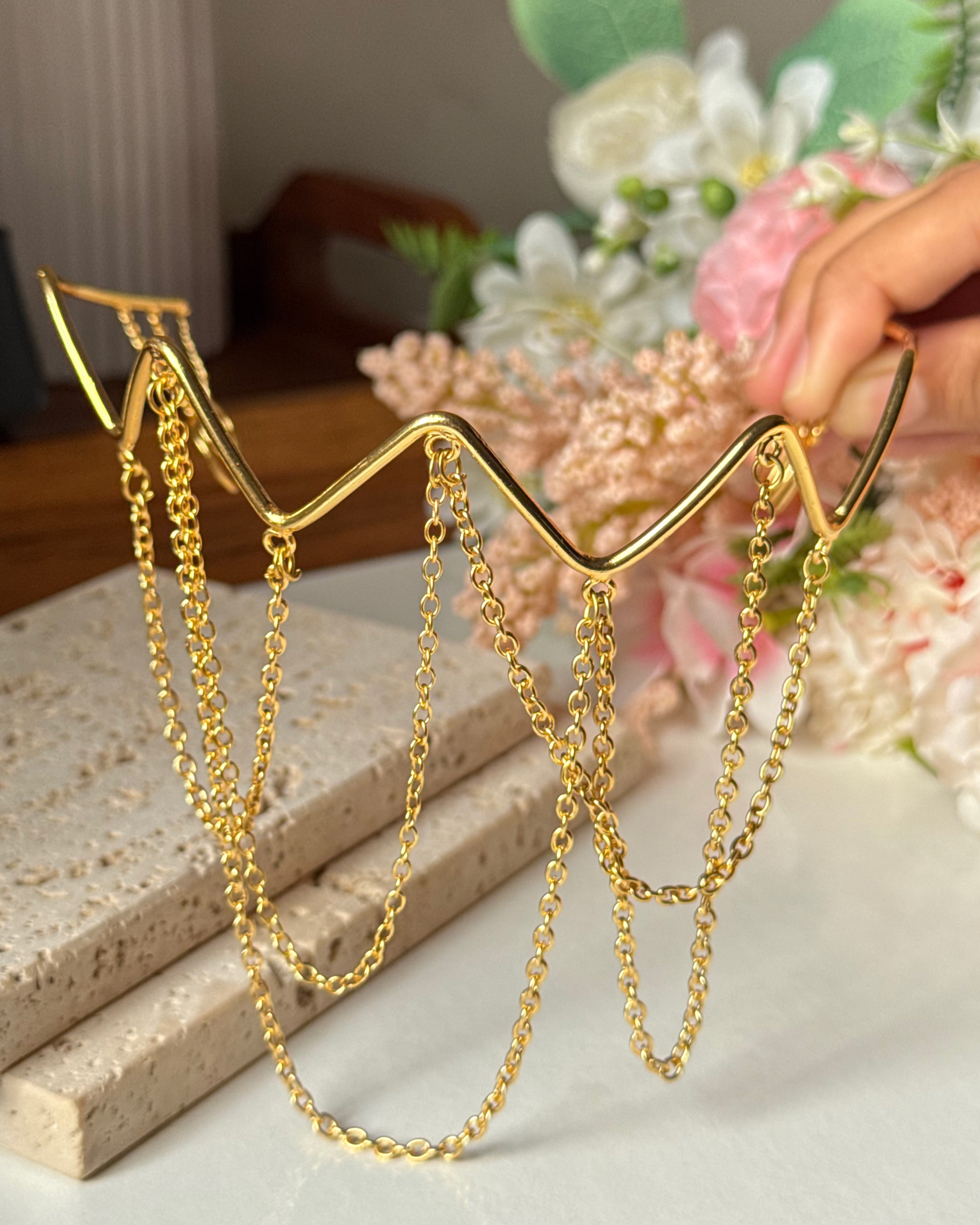 Golden Chain Draped Tiara