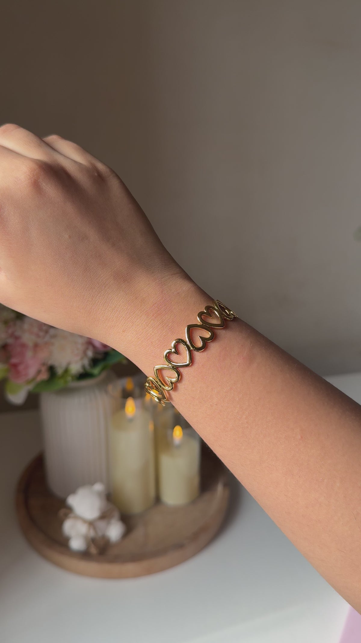 Amore Heart Link Cuff Bracelet